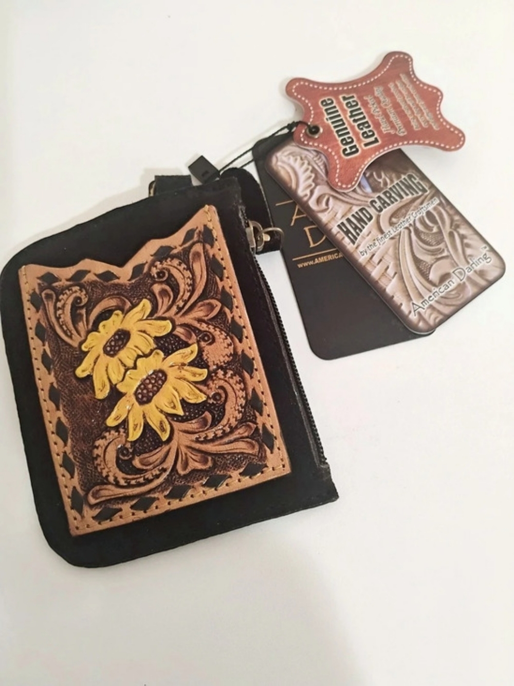 American Darling Floral Tooled Wallet Black & Brown